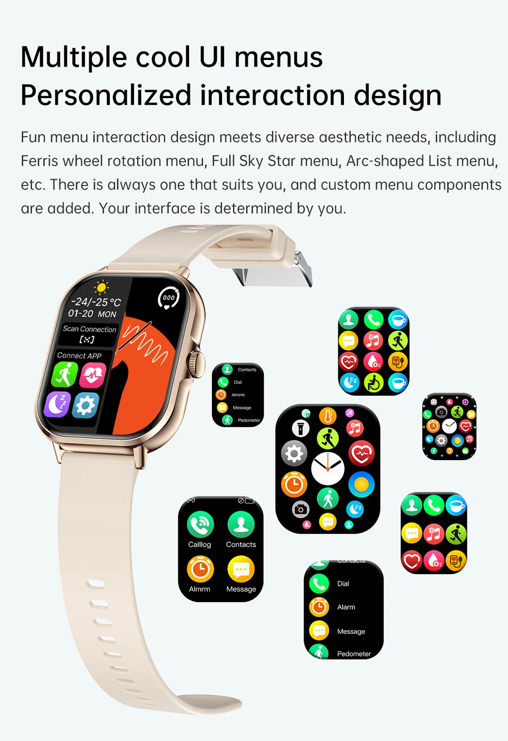 2025 2.01'' Smart Watch Bluetooth Call Play Music Smartwatch Fitness Clock Sport Waterproof Watches for Men Women iPhone Android