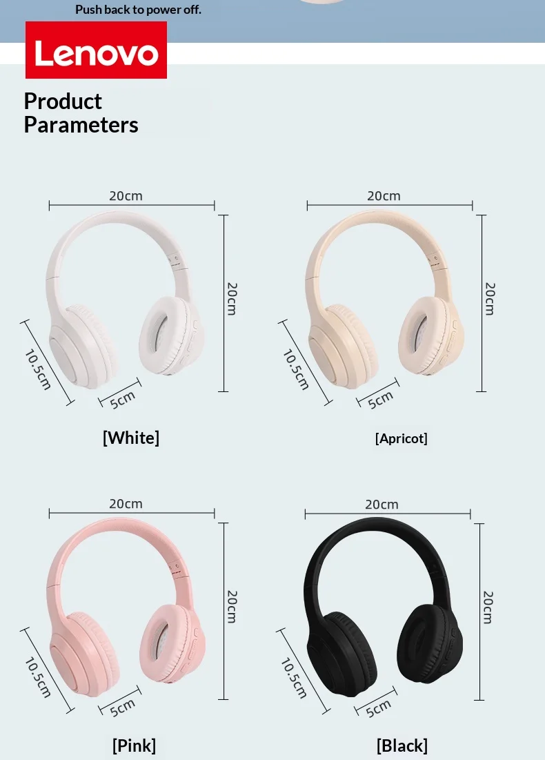 Lenovo Wireless Bluetooth Over-Ear Headphones HiFi High-Definition Sound Quality Noise Cancellation Ideal for Work Travel Gift