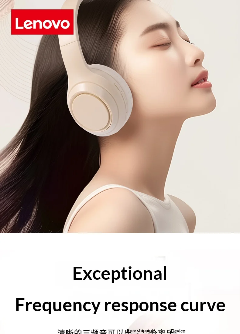 Lenovo Wireless Bluetooth Over-Ear Headphones HiFi High-Definition Sound Quality Noise Cancellation Ideal for Work Travel Gift