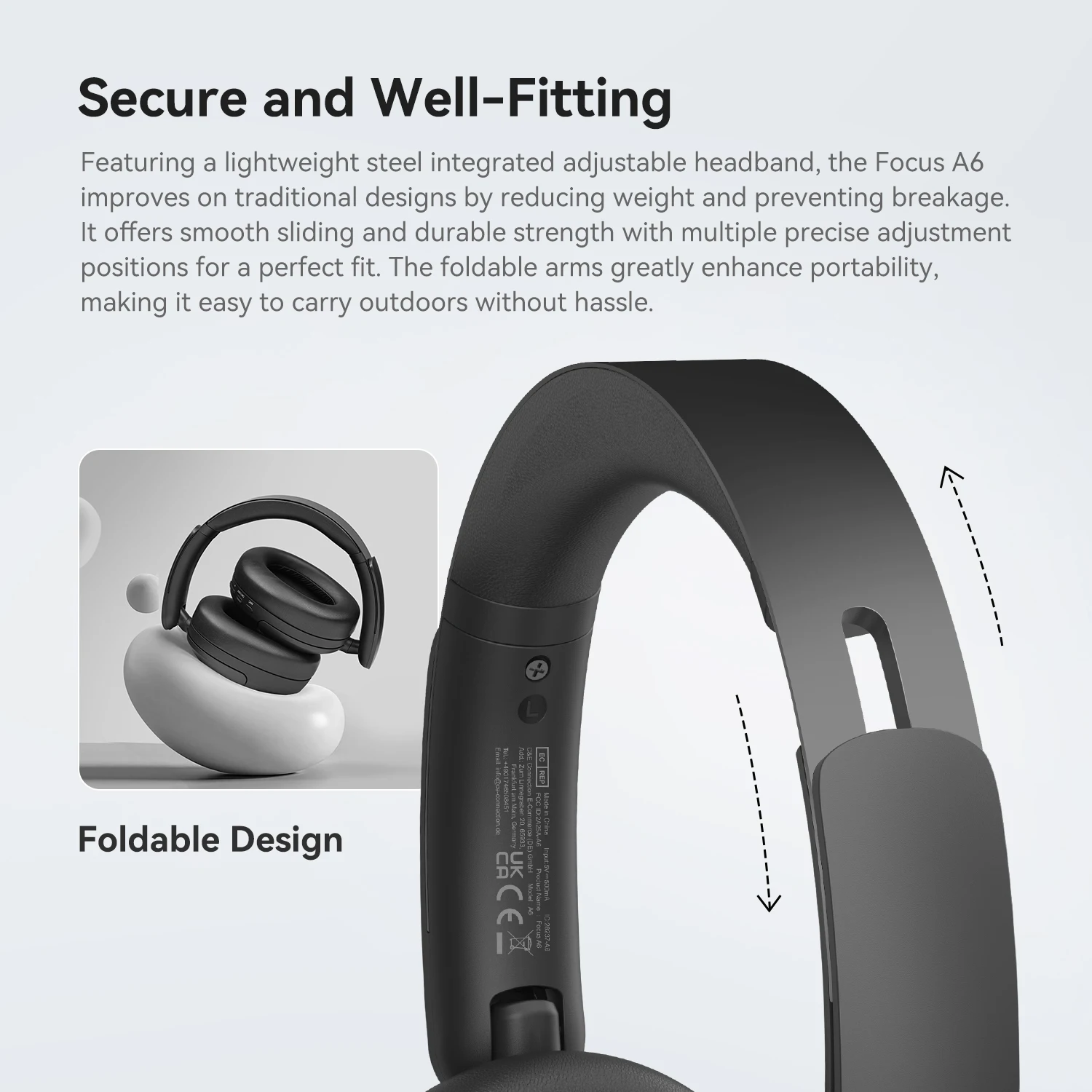 Oneodio A6 ANC Wireless Bluetooth 6.0 Headphones -48dB Hybrid Active Noise Cancelling Over Ear Headset With Mic Hi-Res LDAC APP