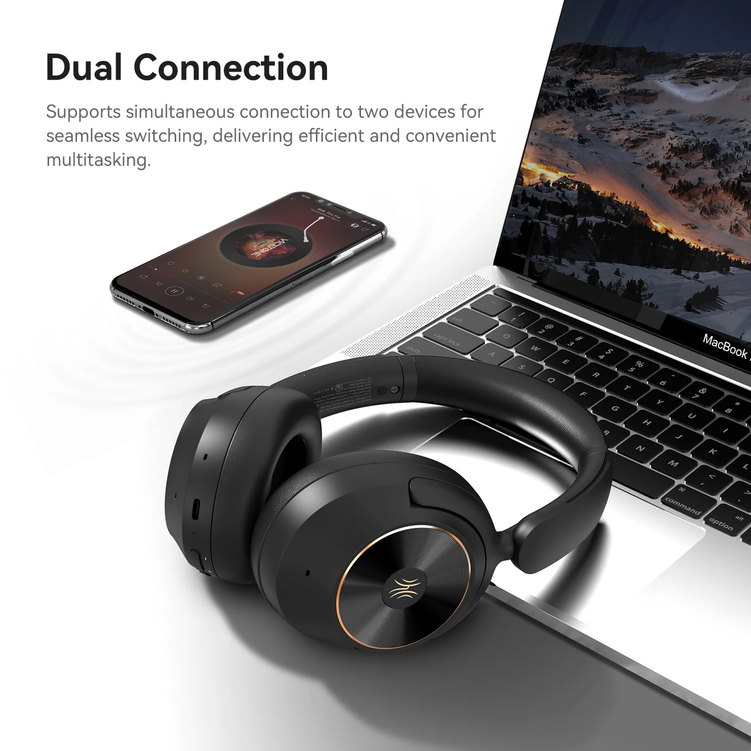Oneodio A6 ANC Wireless Bluetooth 6.0 Headphones -48dB Hybrid Active Noise Cancelling Over Ear Headset With Mic Hi-Res LDAC APP