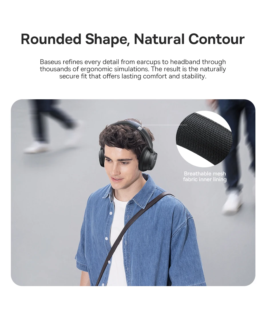 Baseus Bowie H1s Wireless Headphones Bluetooth 5.4 Noise Canceling 46dB Over Ear Headset Hi-Res Spatial Audio Earphone 120H Time