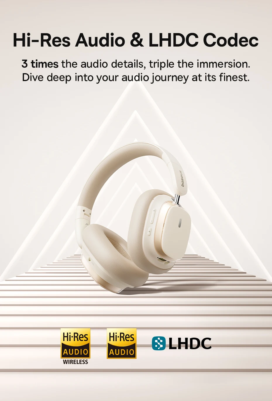 Baseus Bowie H1s Wireless Headphones Bluetooth 5.4 Noise Canceling 46dB Over Ear Headset Hi-Res Spatial Audio Earphone 120H Time