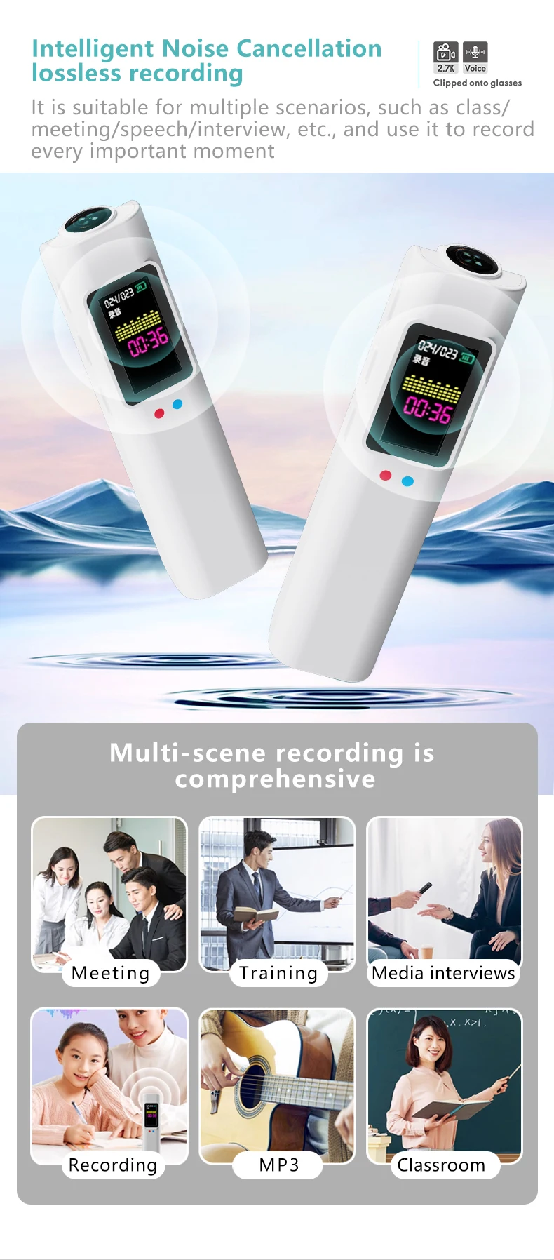 Lenovo 4K Mini FPV Eyeglasses Video Shooting Micro-camera HD WiFi Intelligent Video&Sound Recording WiFi APP