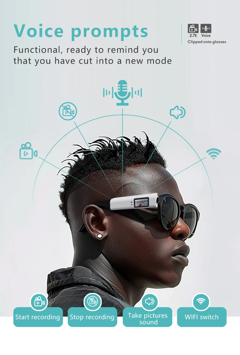 Lenovo 4K Mini FPV Eyeglasses Video Shooting Micro-camera HD WiFi Intelligent Video&Sound Recording WiFi APP