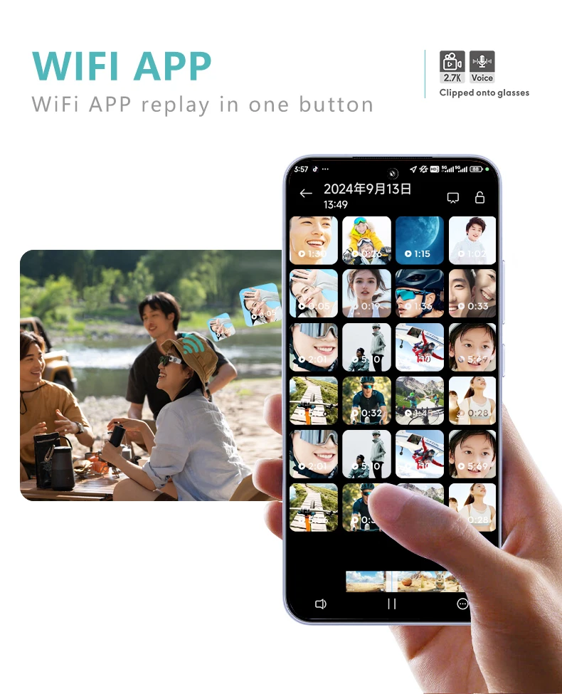 Lenovo 4K Mini FPV Eyeglasses Video Shooting Micro-camera HD WiFi Intelligent Video&Sound Recording WiFi APP