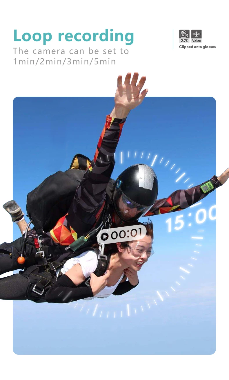 Lenovo 4K Mini FPV Eyeglasses Video Shooting Micro-camera HD WiFi Intelligent Video&Sound Recording WiFi APP