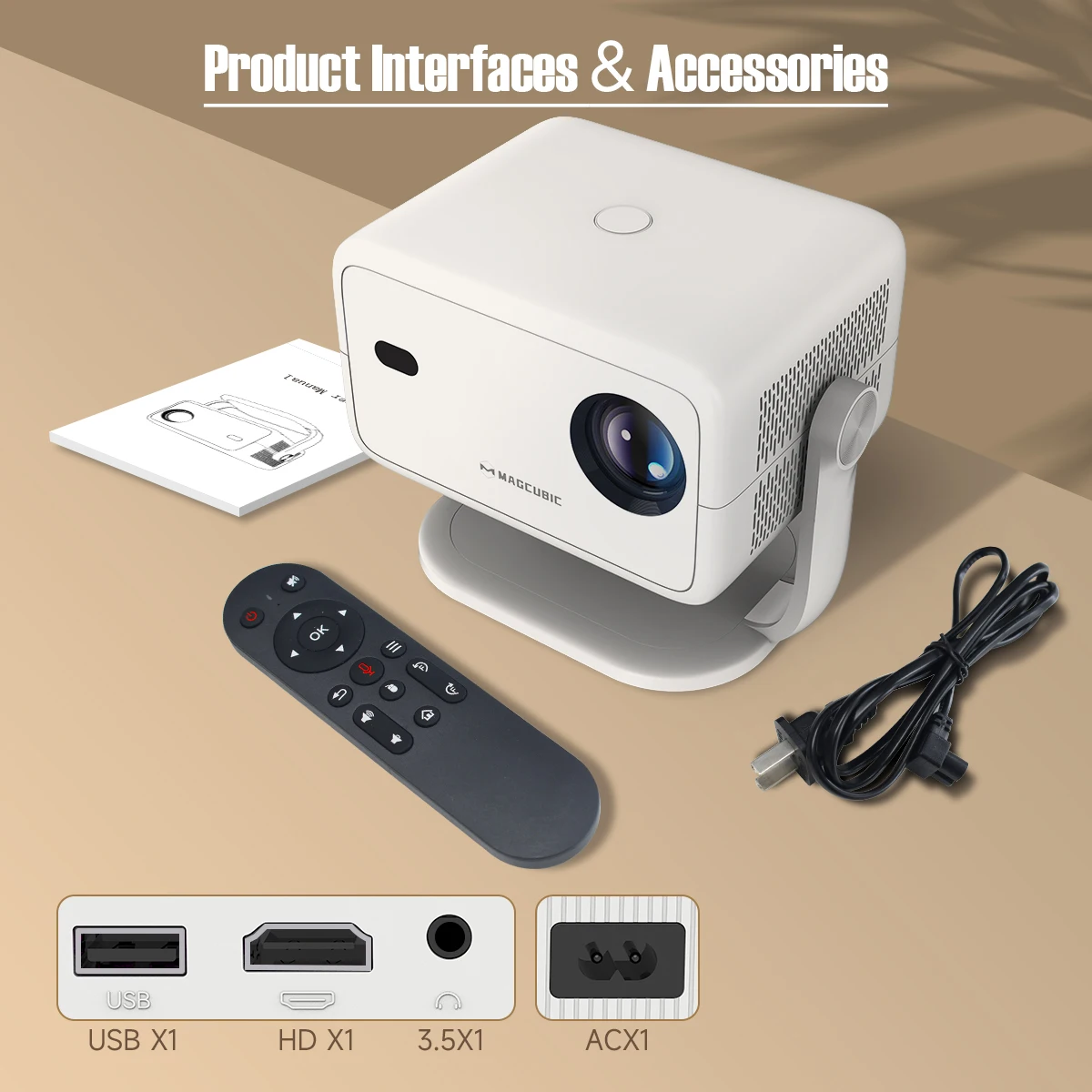 Magcubic Native 1080P 650ANSI 8K Android14 L018 Projector With Auto Keystone Correction Focus Wifi6 BT5.2