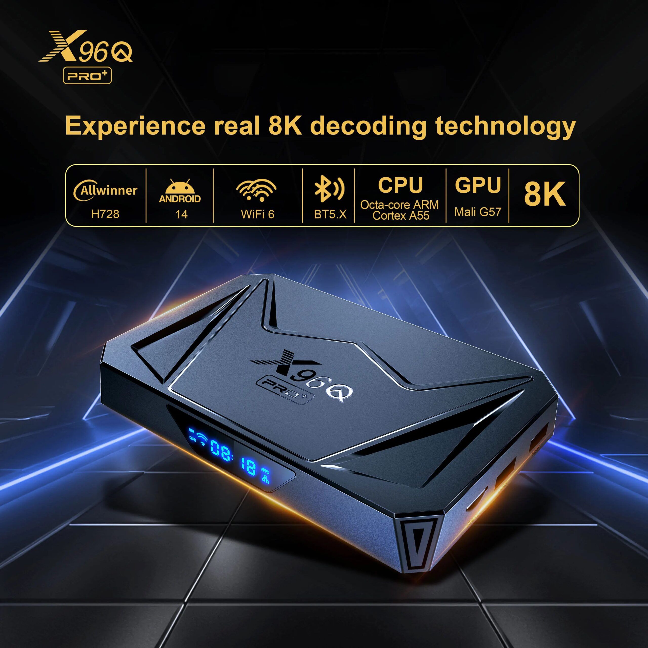 Android 14.0 X96Q PRO PLUS Media Player H728 TV Box Octa-core 8K@24fps 4G 32G 64G 1000M Ethernet Wifi6