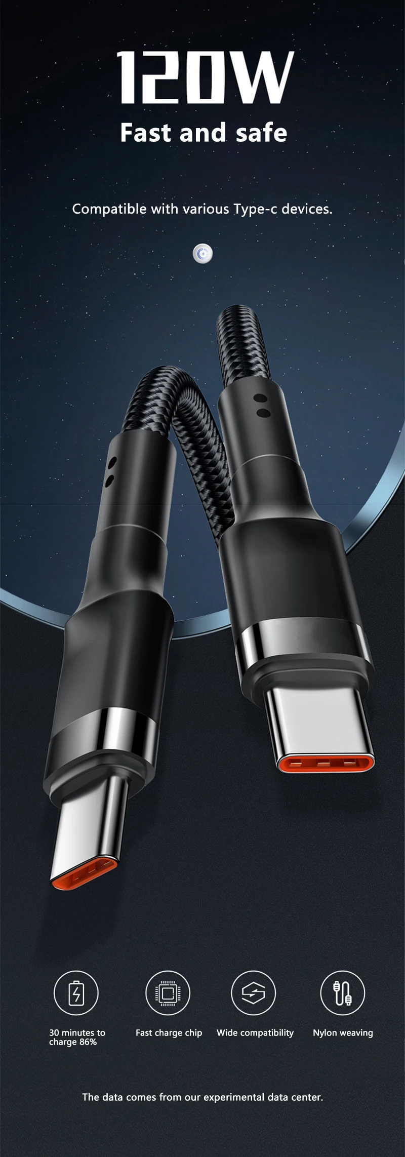 120W Fast Charger PD Quick Charging High Quality USB C TO USB Type C Cable For iPhone Xiaomi 15 Plus Pro Max Samsung S24