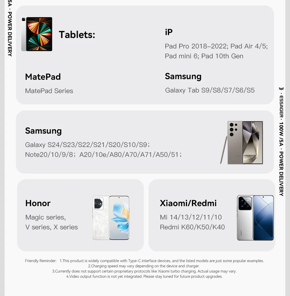 Essager Digital Dispaly USB C Cable For iPhone 17 16 15 Xiaomi Huawei 100W PD Fast Charging For Macbook iPad Type C to C Cable