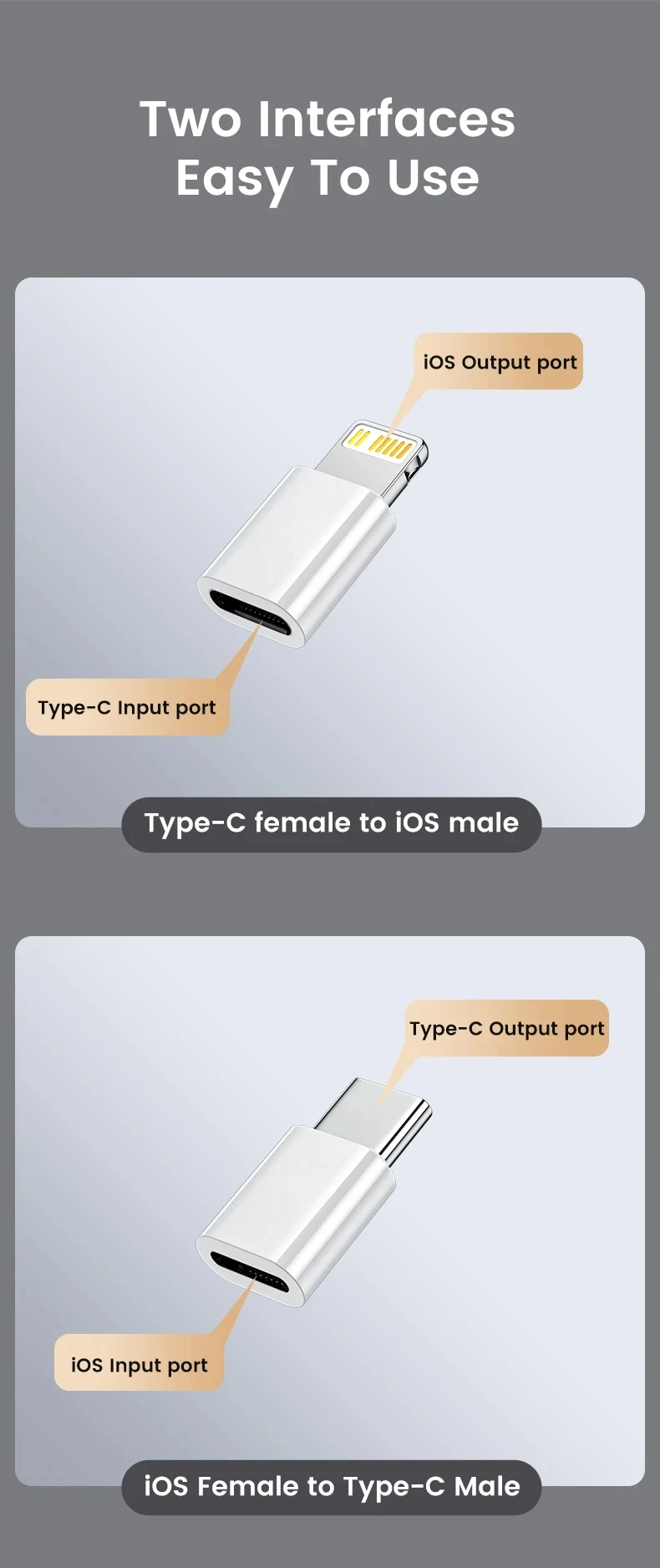 For IOS Female To USB C Male Converter OTG Type C To iPhone Adapter Fast Charging Adaptador For iPhone 14 Pro Max iPad Airpods