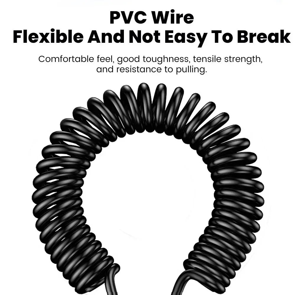 120W 6A USB C Fast Charging Cable Elbow Stretch Spring Data Cord For iPhone Samsung Xiaomi Huawei Phone Car Charge Type C Cable