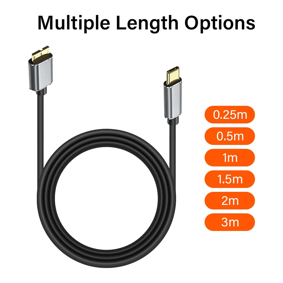 External Hard Drive Cable USB 3.0 Type C To Micro B Male Adapter For Toshiba Seagate WD Lenovo PC Laptop HDD Disk Data Sync Cord