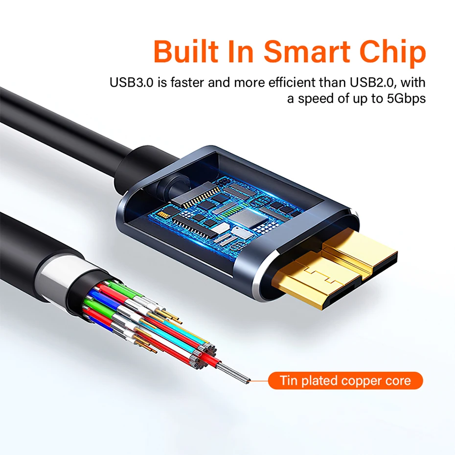 External Hard Drive Cable USB 3.0 Type C To Micro B Male Adapter For Toshiba Seagate WD Lenovo PC Laptop HDD Disk Data Sync Cord