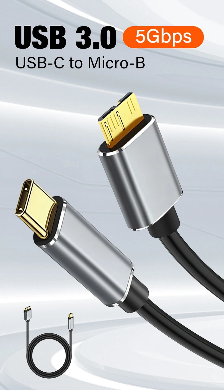 External Hard Drive Cable USB 3.0 Type C To Micro B Male Adapter For Toshiba Seagate WD Lenovo PC Laptop HDD Disk Data Sync Cord