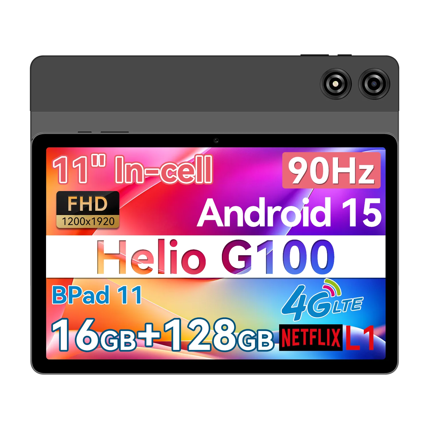 BNCF 11 Inch Android 15 MTK G100 8-Core 2K IPS Screen Tablet 4/8GB RAM 128GB ROM 7000mAh Battery 4G LTE Type-C Widevine L1 Pad