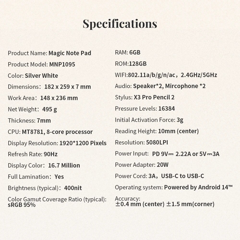 XPPen Magic Note Pad Android 14 White Graphic Tablet Business Digital Writing Notebook Pad 3-in-1 Color Ink Paper E-book Reader
