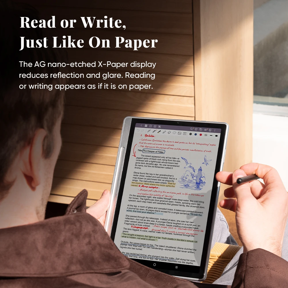 XPPen Magic Note Pad Android 14 White Graphic Tablet Business Digital Writing Notebook Pad 3-in-1 Color Ink Paper E-book Reader