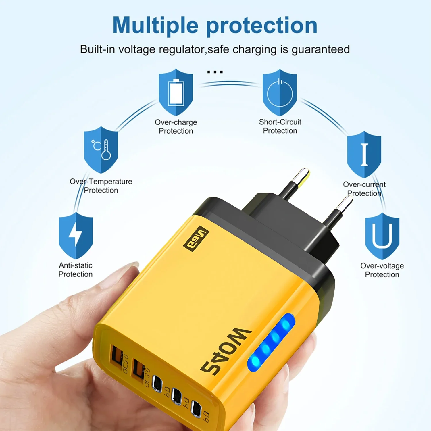 5 in 1 GaN Desktop Charger 240W Fast Charging Adapter For iPhone 17 16 15Pro Samsung 10A USB To Type C Cable 3PD 2USB Charger