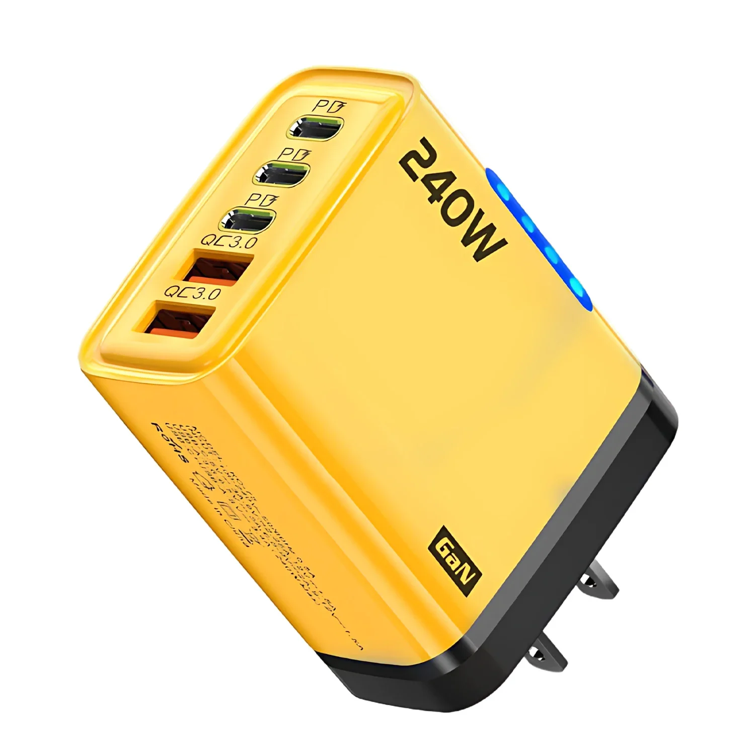 5 in 1 GaN Desktop Charger 240W Fast Charging Adapter For iPhone 17 16 15Pro Samsung 10A USB To Type C Cable 3PD 2USB Charger