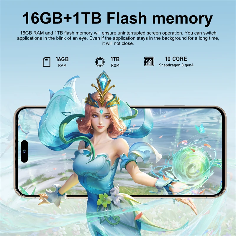 HD 4K Android 15 New i17 Pro Max 7.3 inch Hot 2026 Battery 4G 5G Dual Sim 12GB+512GB 8000mAh Card WiFi GPS