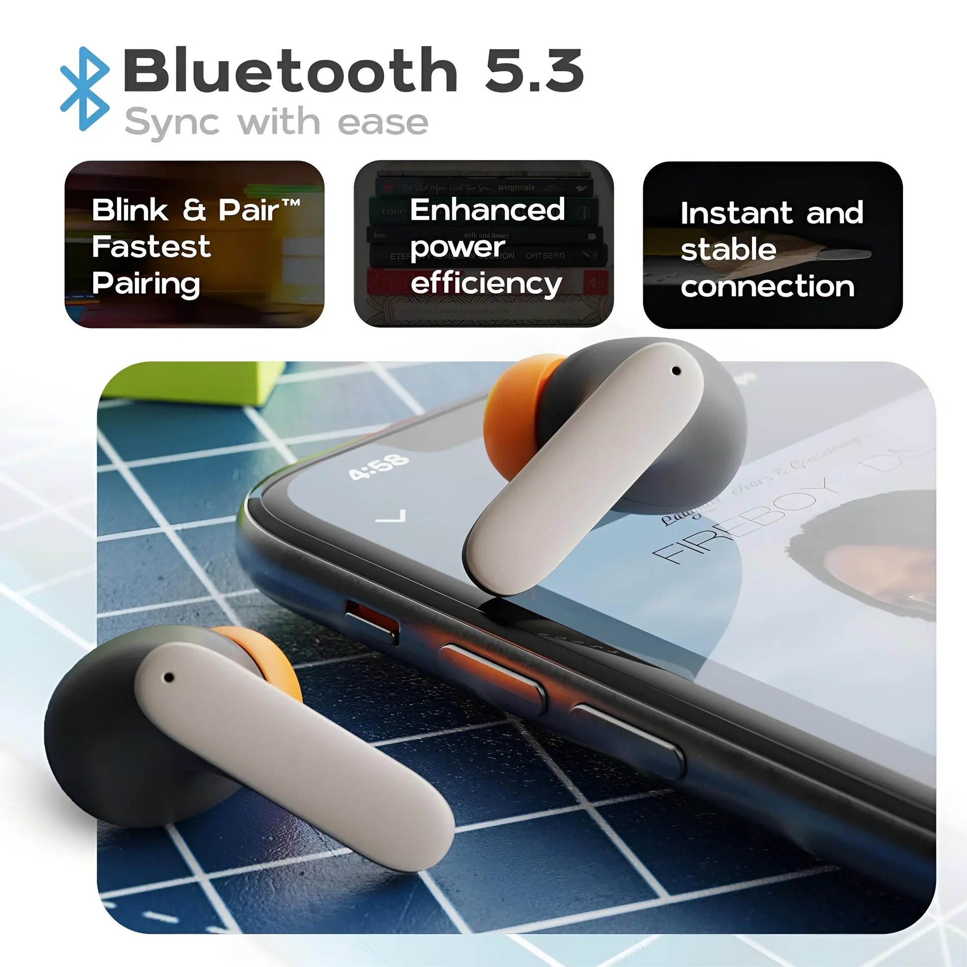 TWS Wireless Earphones Bluetooth 5.4 Ultra-low Latency Dual Microphone ENC Noise Cancelling