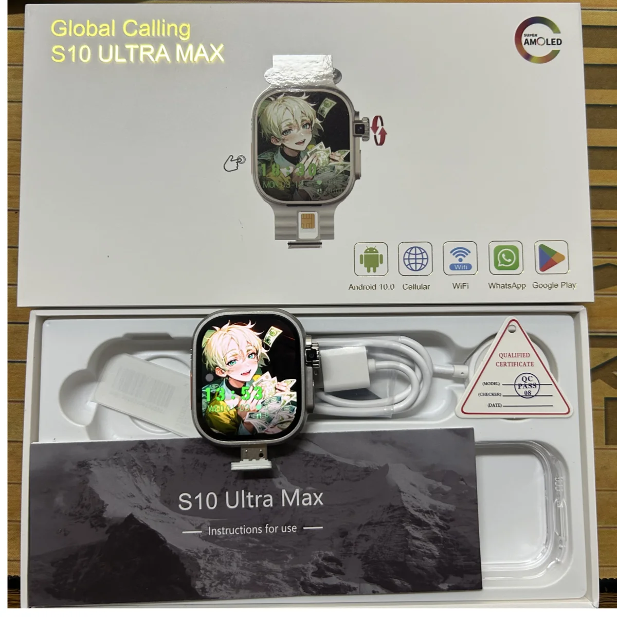 GoldenSpike S10 Ultra Max Smartwatch 5G Android With 2.26'' Amoled Screen 800W Rotary Camera Simcard Slot Video Call