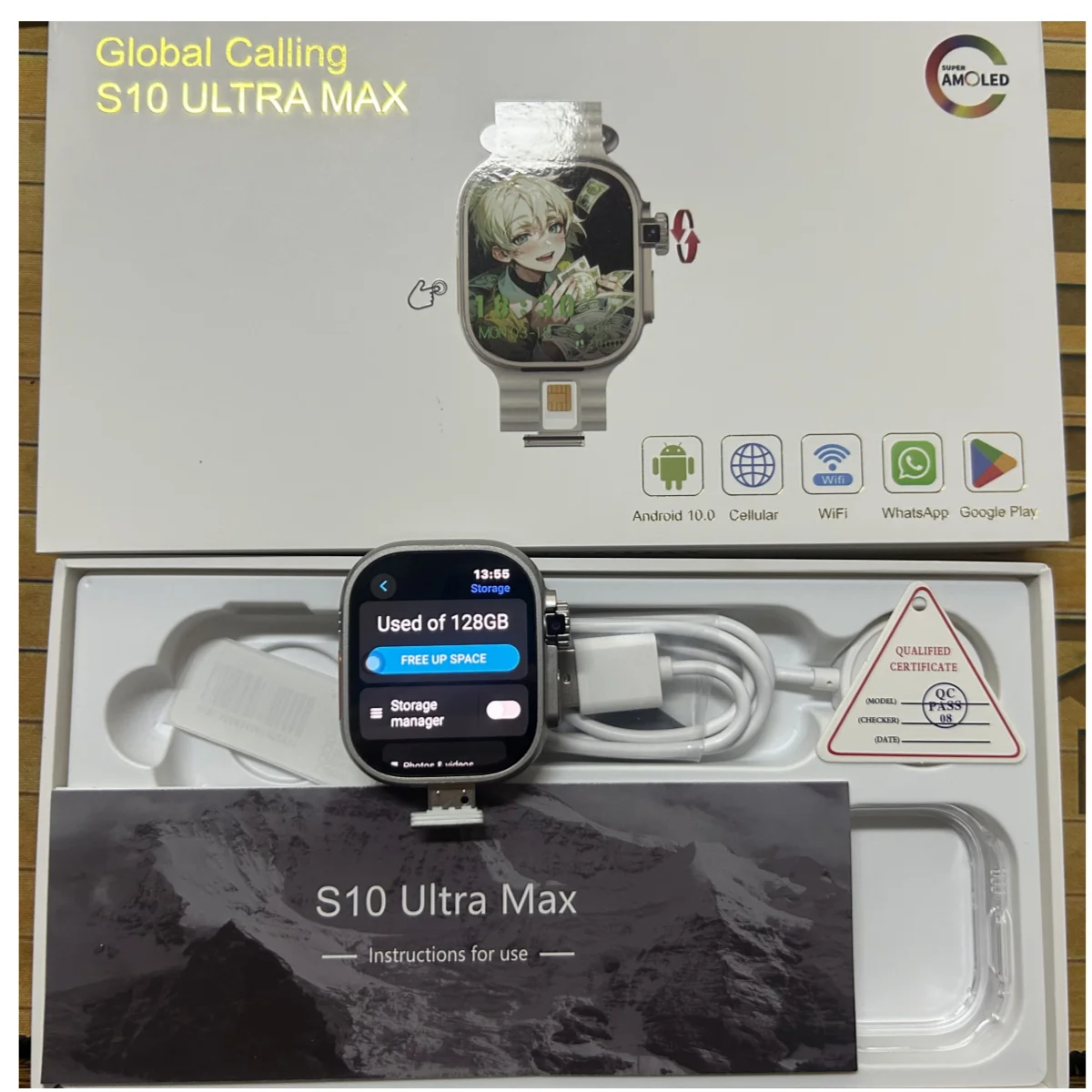 GoldenSpike S10 Ultra Max Smartwatch 5G Android With 2.26'' Amoled Screen 800W Rotary Camera Simcard Slot Video Call