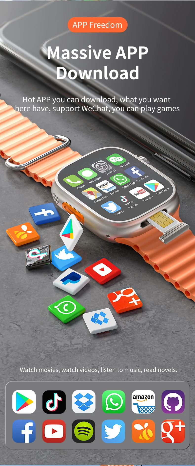 GoldenSpike S10 Ultra Max Smartwatch 5G Android With 2.26'' Amoled Screen 800W Rotary Camera Simcard Slot Video Call