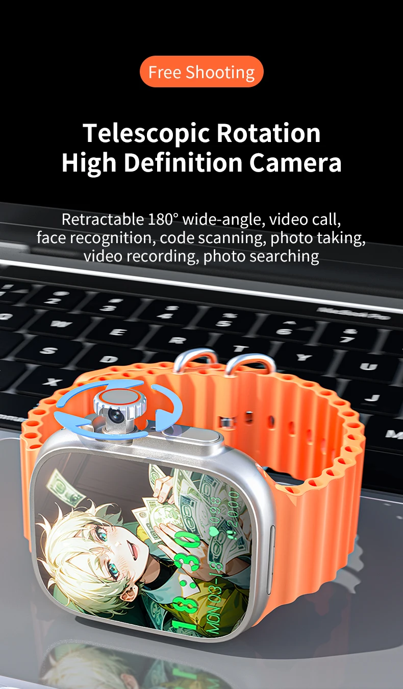 GoldenSpike S10 Ultra Max Smartwatch 5G Android With 2.26'' Amoled Screen 800W Rotary Camera Simcard Slot Video Call