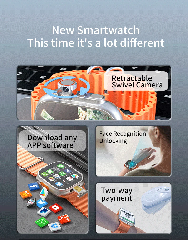 GoldenSpike S10 Ultra Max Smartwatch 5G Android With 2.26'' Amoled Screen 800W Rotary Camera Simcard Slot Video Call