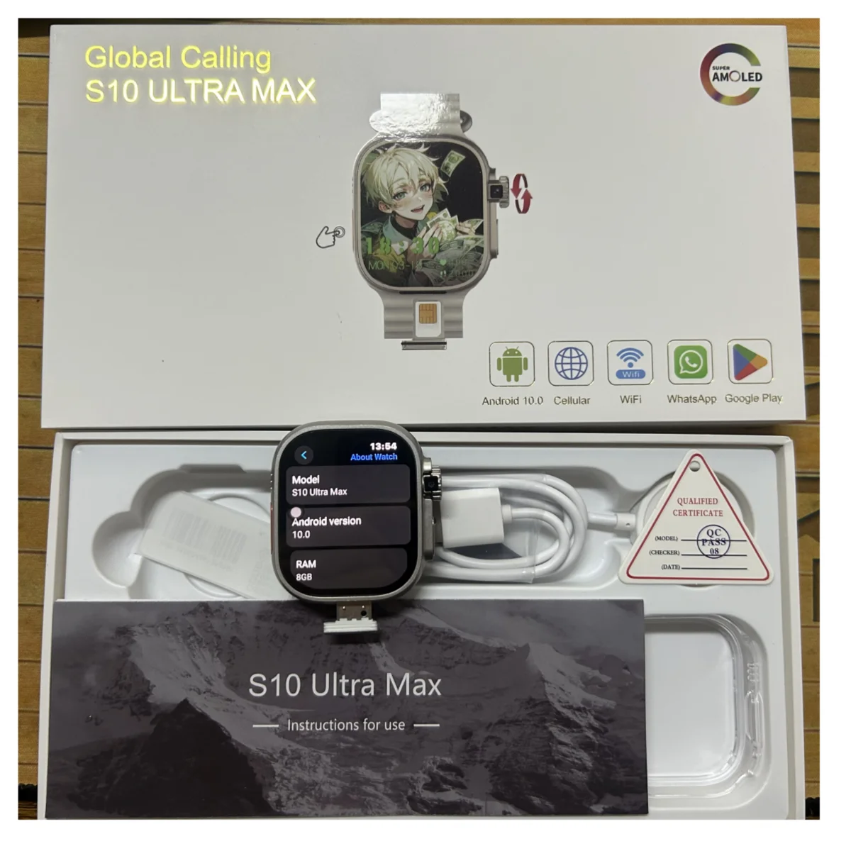 GoldenSpike S10 Ultra Max Smartwatch 5G Android With 2.26'' Amoled Screen 800W Rotary Camera Simcard Slot Video Call