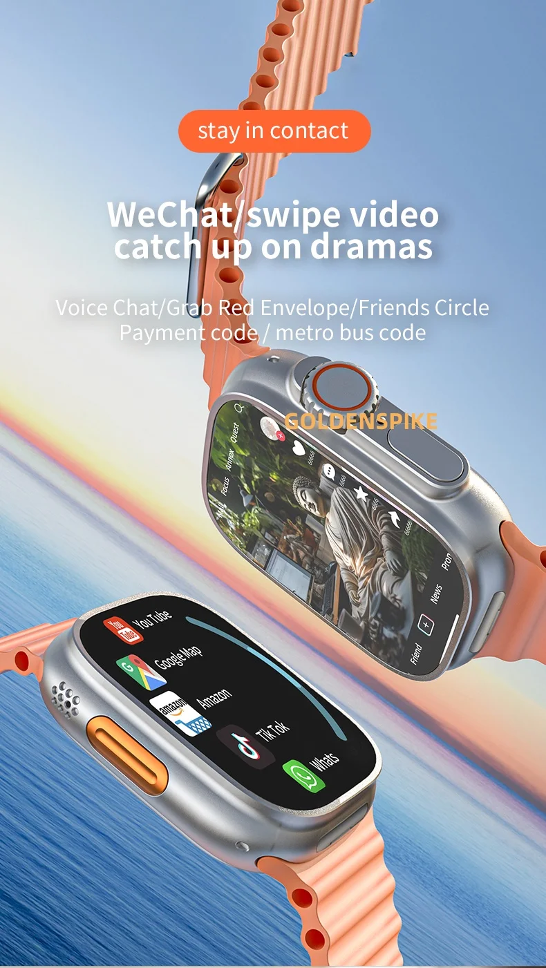 GoldenSpike S10 Ultra Max Smartwatch 5G Android With 2.26'' Amoled Screen 800W Rotary Camera Simcard Slot Video Call