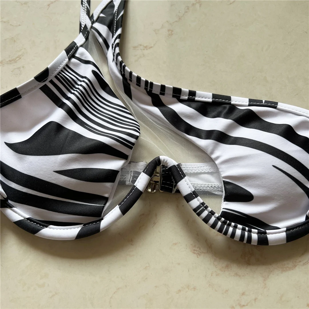 Sexy One Shoulder Underwired V-Bar Two-pieces Bikini set V4229